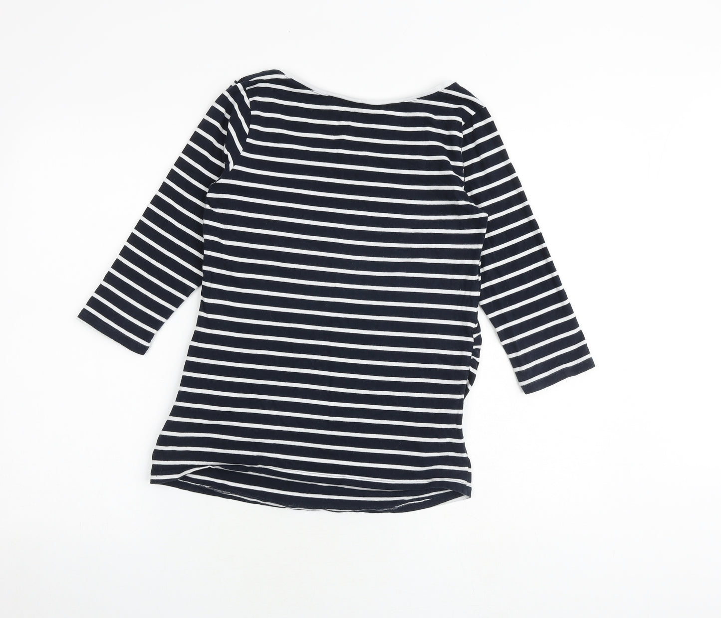 H&M Womens Blue Striped Cotton Basic T-Shirt Size M Round Neck