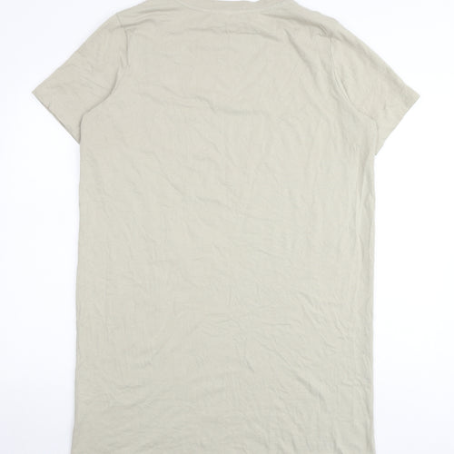 H&M Womens Beige Cotton T-Shirt Dress Size M Round Neck Pullover
