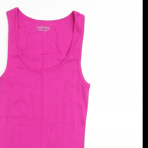 Marks and Spencer Womens Pink 100% Cotton Basic Tank Size 10 Round Neck