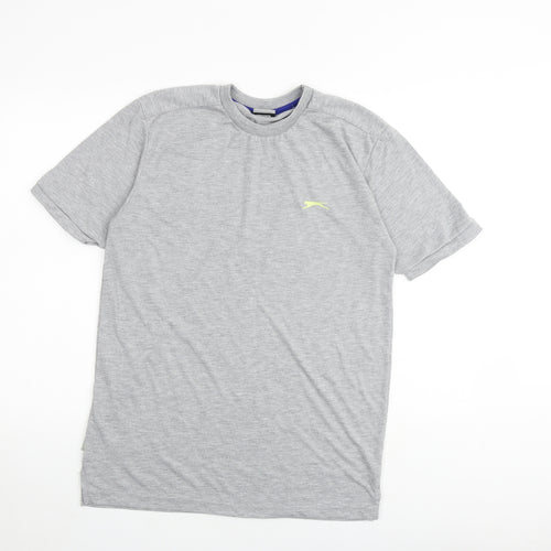 Slazenger Mens Grey Polyester T-Shirt Size M Round Neck
