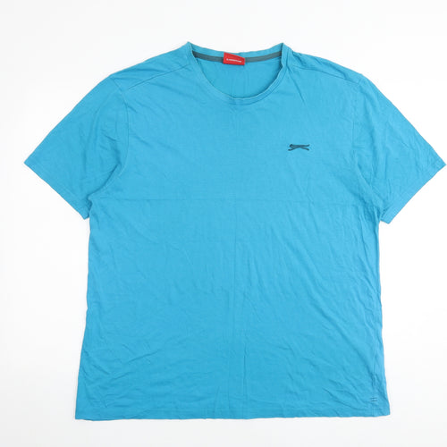 Slazenger Mens Blue Cotton T-Shirt Size XL Round Neck