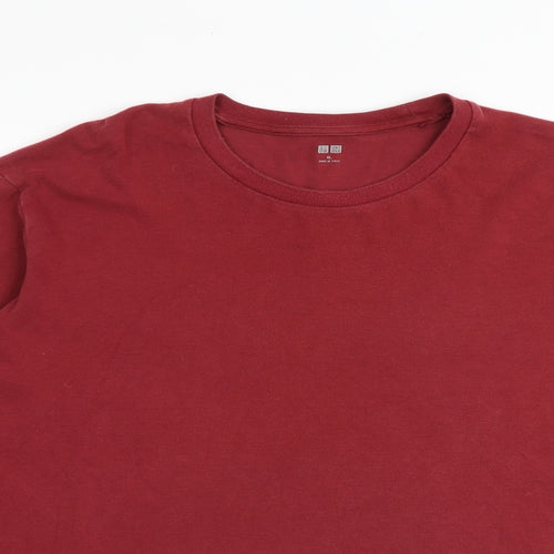Uniqlo Mens Red Cotton T-Shirt Size L Round Neck