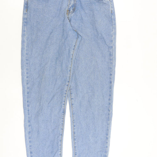 PRETTYLITTLETHING Womens Blue Cotton Tapered Jeans Size 8 L29 in Regular Zip