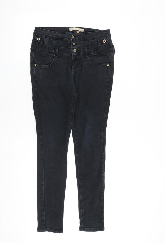 Topshop Womens Black Cotton Skinny Jeans Size 28 in L29 in Slim Zip