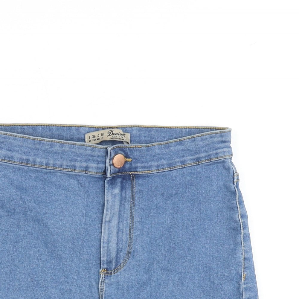 Denim & Co. Womens Blue Cotton Boyfriend Shorts Size 8 L3 in Regular Zip