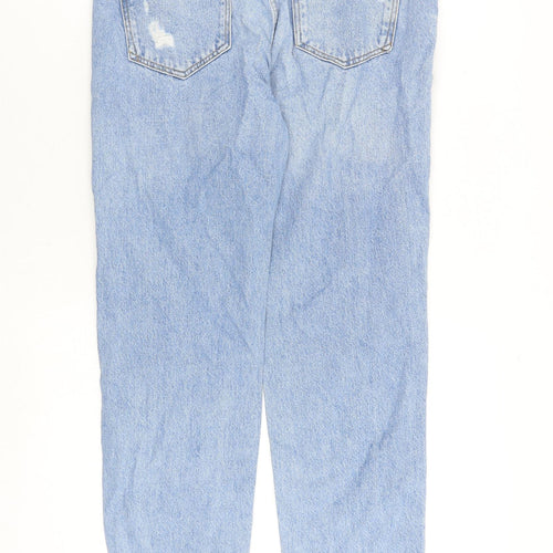 Bershka Womens Blue Cotton Straight Jeans Size 8 L26 in Regular Zip