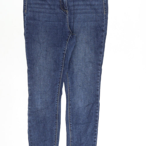 NEXT Womens Blue Cotton Skinny Jeans Size 12 L26 in Regular Zip