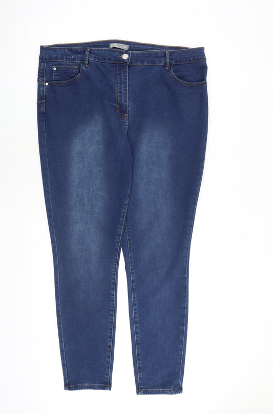Nutmeg Womens Blue Cotton Skinny Jeans Size 20 L31 in Regular Zip