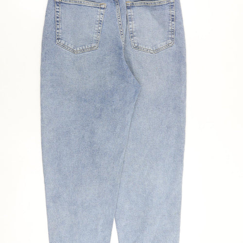 H&M Womens Blue Cotton Mom Jeans Size 10 L28 in Regular Zip