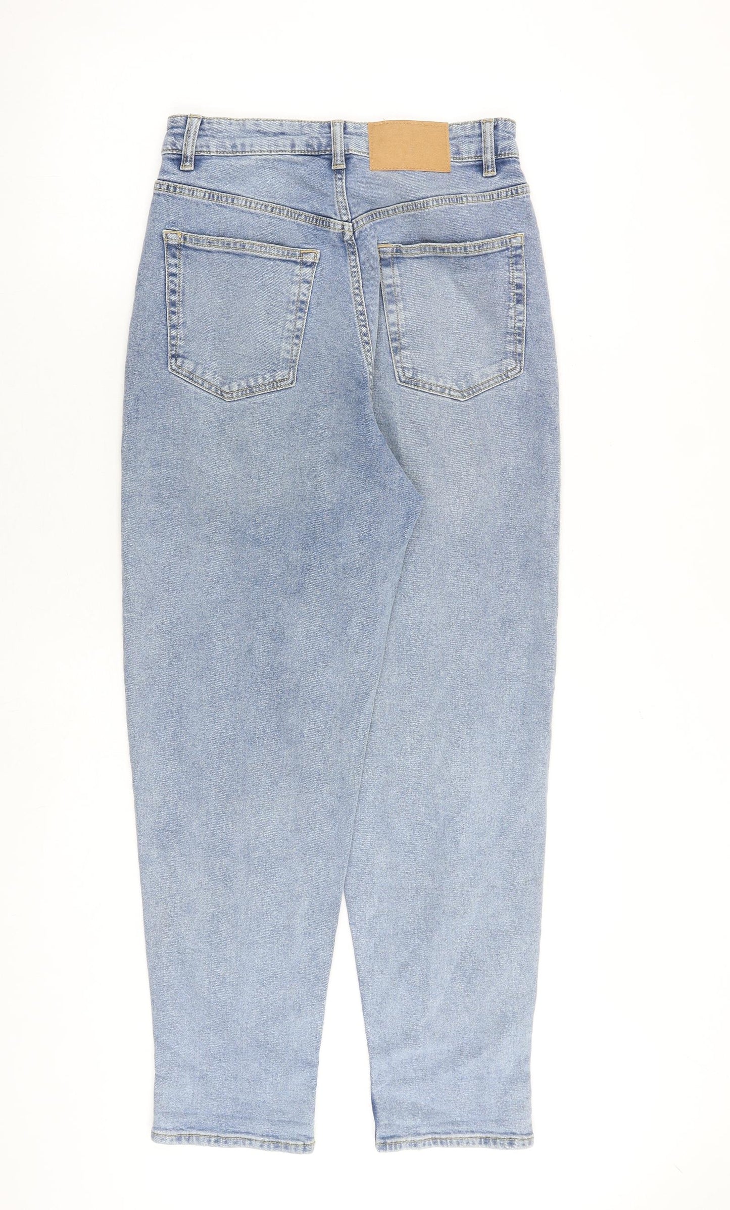 H&M Womens Blue Cotton Mom Jeans Size 10 L28 in Regular Zip
