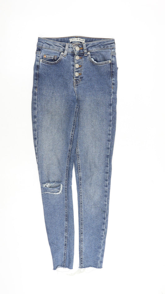 Denim & Co. Womens Blue Cotton Skinny Jeans Size 6 L27 in Regular Button