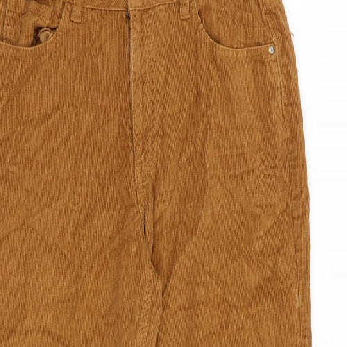 Denim & Co. Womens Brown Cotton Trousers Size 12 L24 in Regular Zip