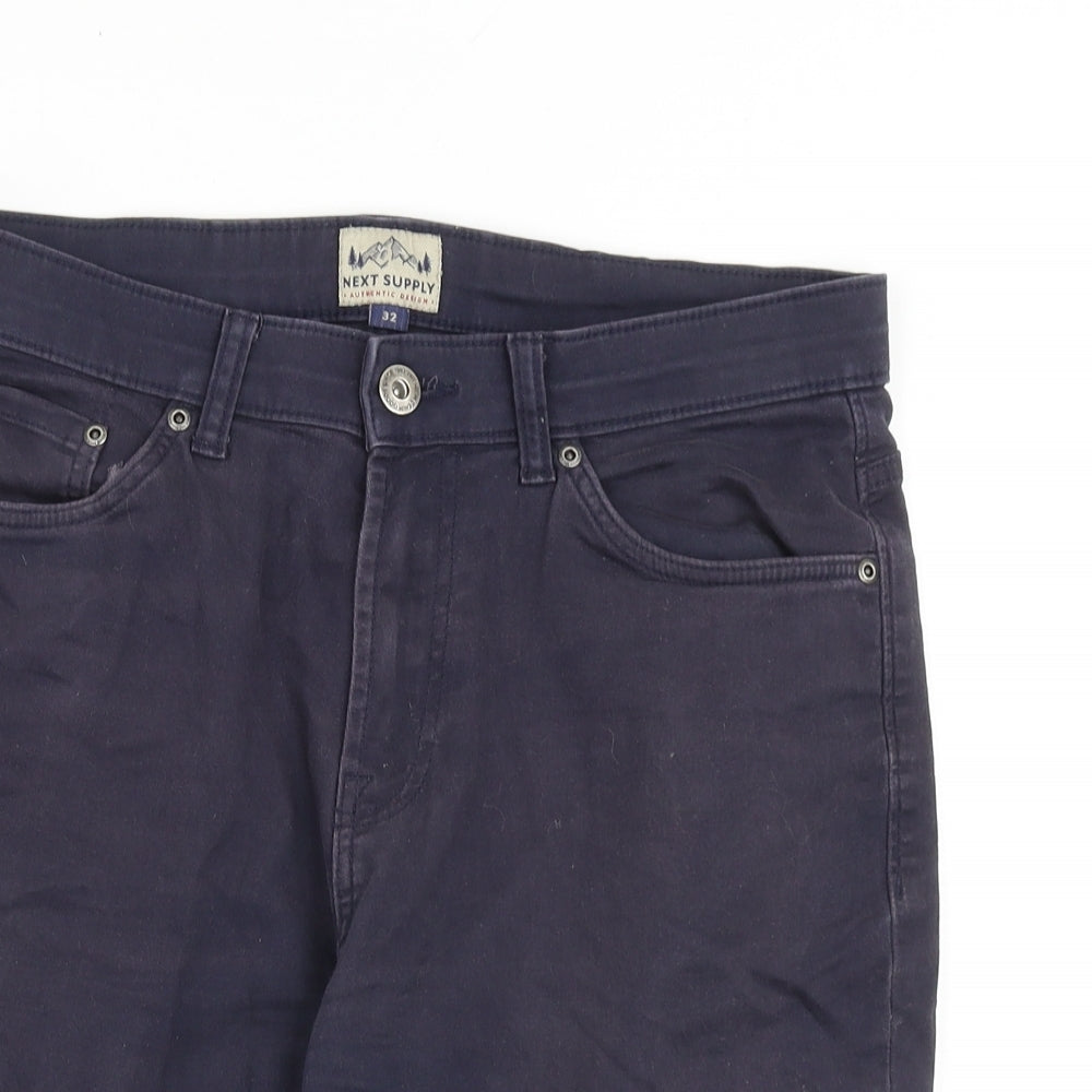 NEXT Mens Purple Cotton Chino Shorts Size 32 in L11 in Regular Zip