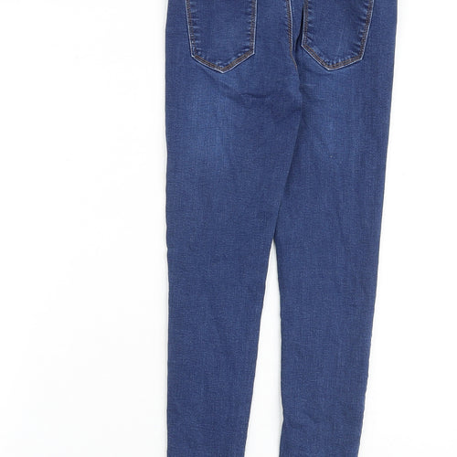 Denim & Co. Girls Blue Cotton Skinny Jeans Size 9-10 Years L23 in Regular Zip