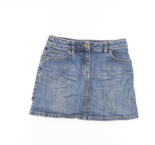 Boden Girls Blue Cotton Mini Skirt Size 9-10 Years Regular Zip