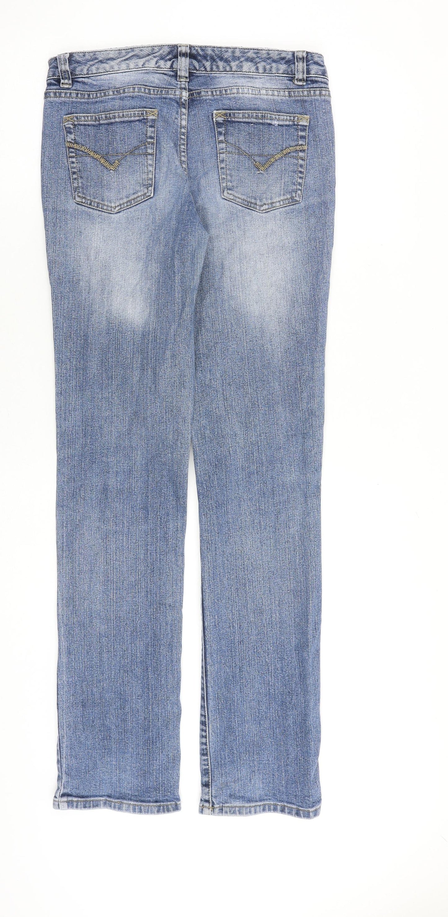 Just Jeans Womens Blue Cotton Straight Jeans Size 10 L33 in Regular Zip