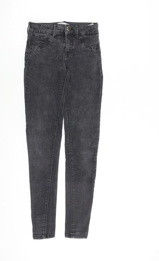 Bershka Womens Grey Cotton Skinny Jeans Size 6 L28 in Regular Zip