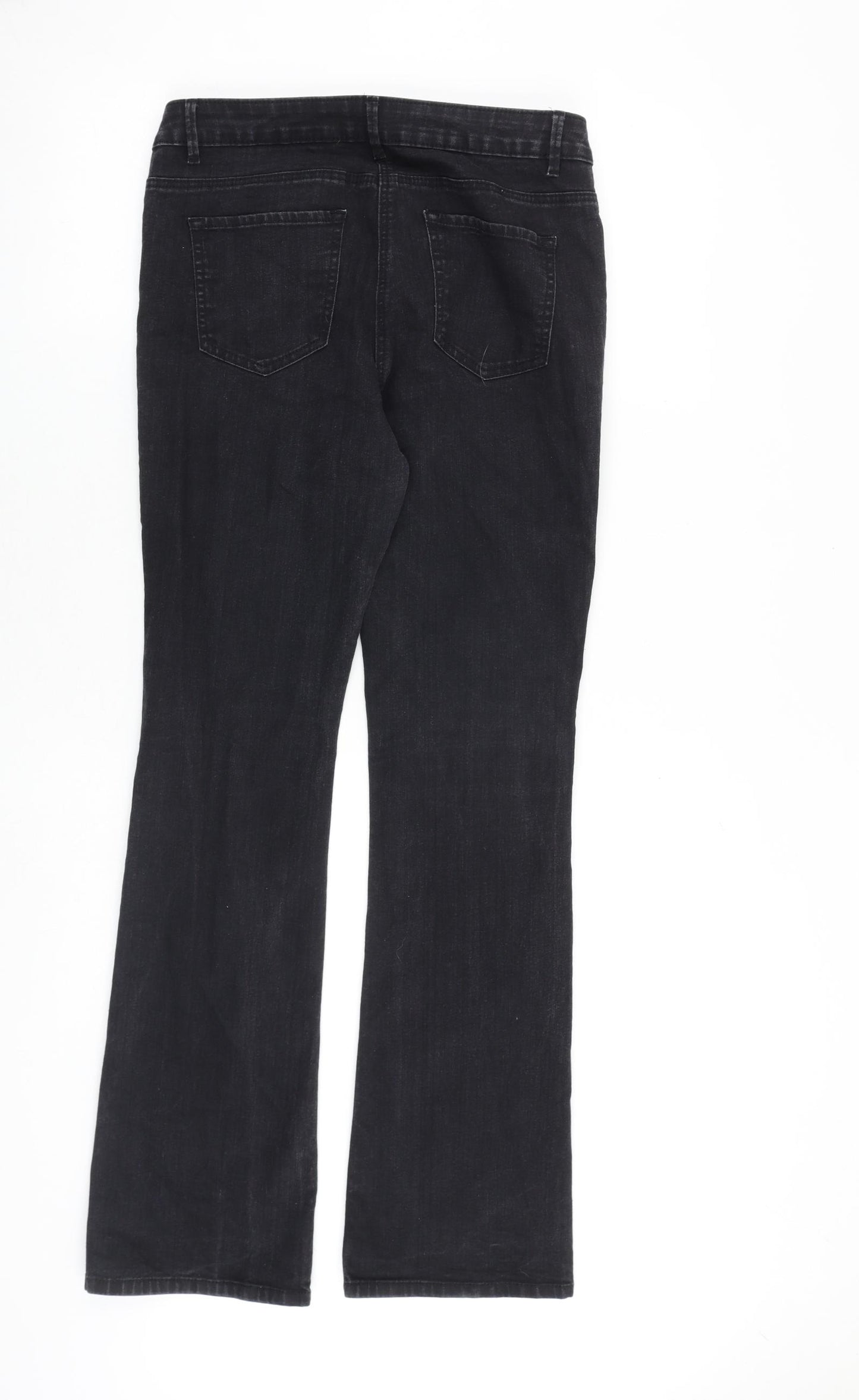 George Womens Black Cotton Bootcut Jeans Size 10 L32 in Regular Zip
