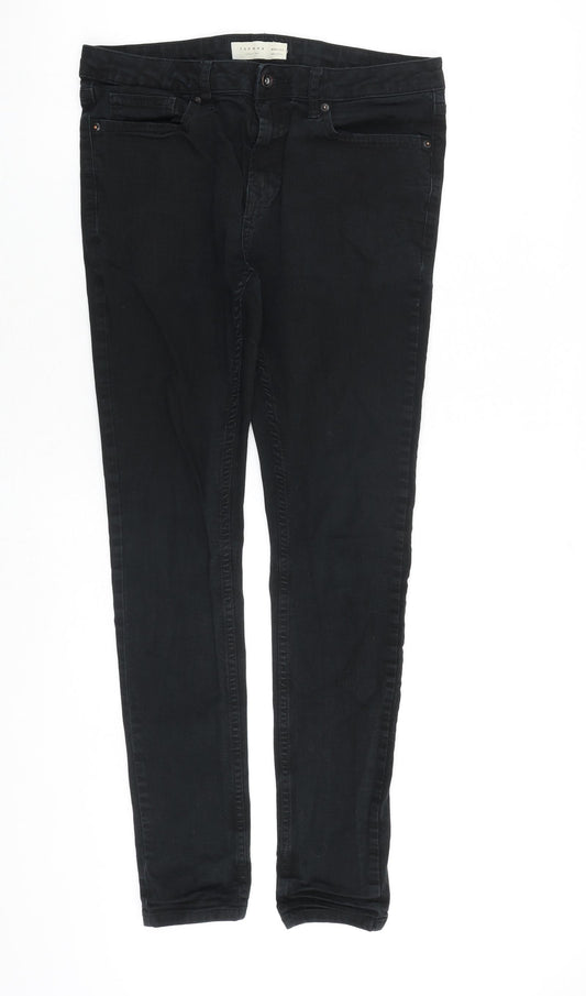 Topman Mens Black Cotton Skinny Jeans Size 34 in L34 in Slim Zip