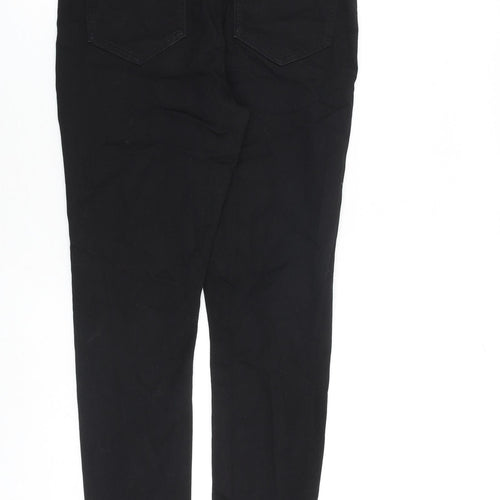 Marks and Spencer Womens Black Cotton Skinny Jeans Size 12 L28 in Extra-Slim Zip