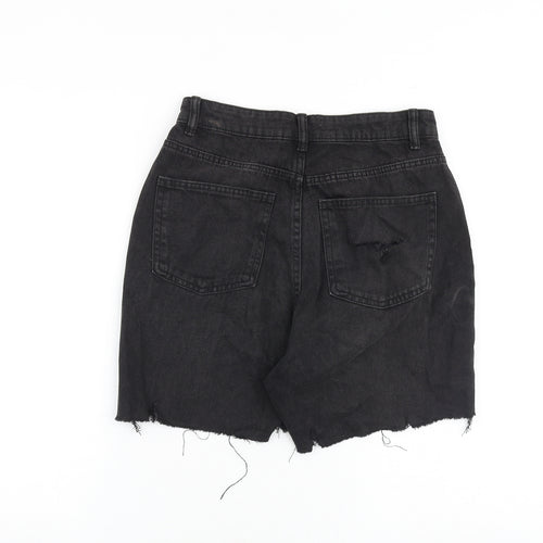 Denim & Co. Womens Black 100% Cotton Bermuda Shorts Size 8 L4 in Regular Zip - Raw Hems