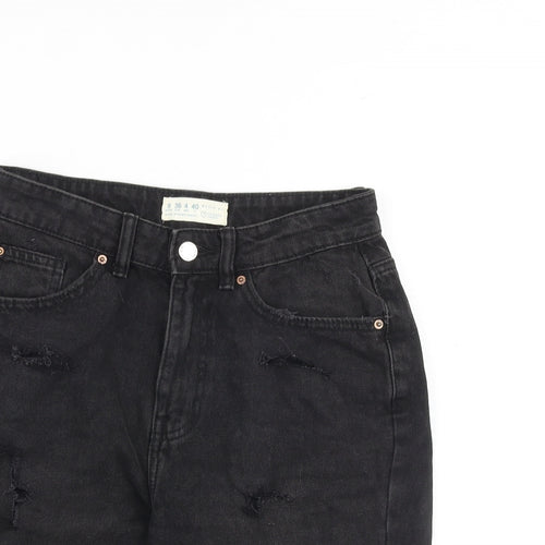Denim & Co. Womens Black 100% Cotton Bermuda Shorts Size 8 L4 in Regular Zip - Raw Hems