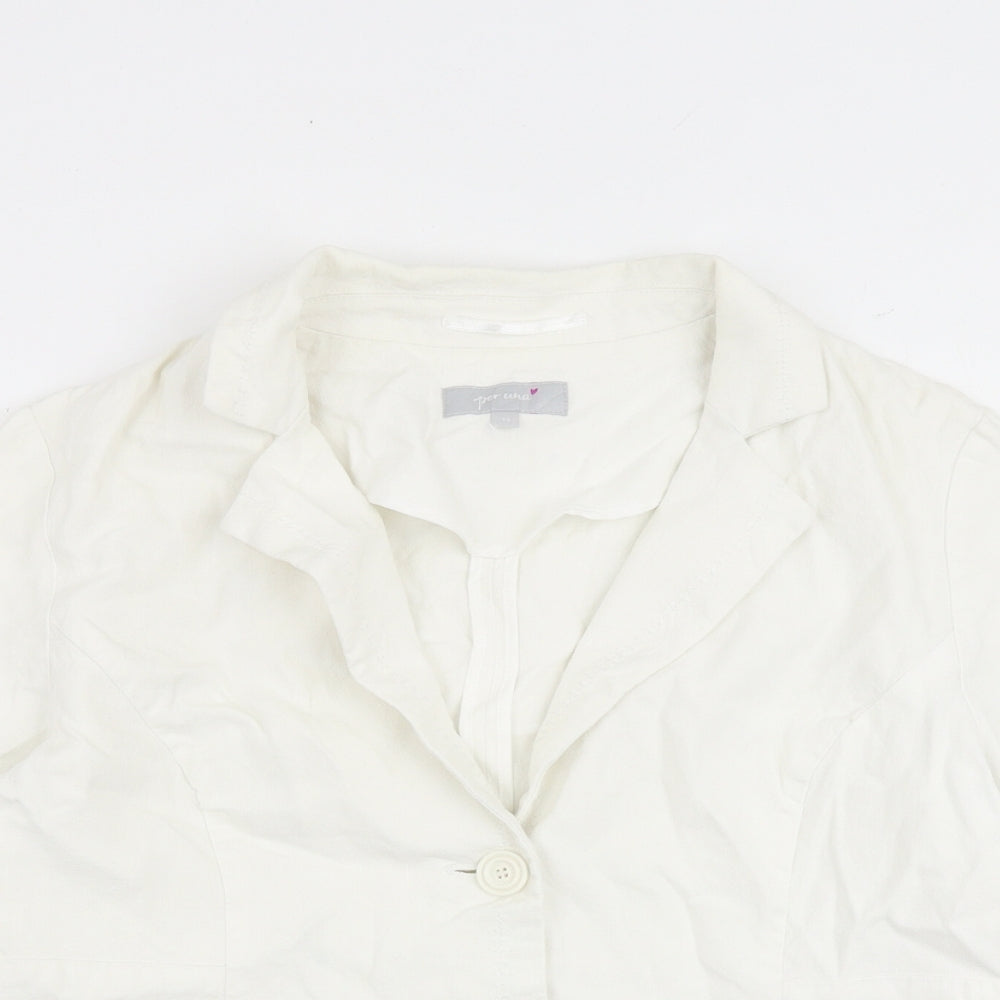 Per Una Womens White Jacket Blazer Size 14 Button