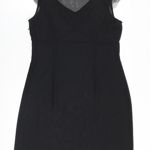Autograph Womens Black Polyester Shift Size 14 V-Neck Zip