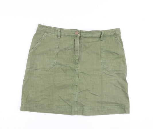 Papaya Womens Green Cotton Mini Skirt Size 16 Zip