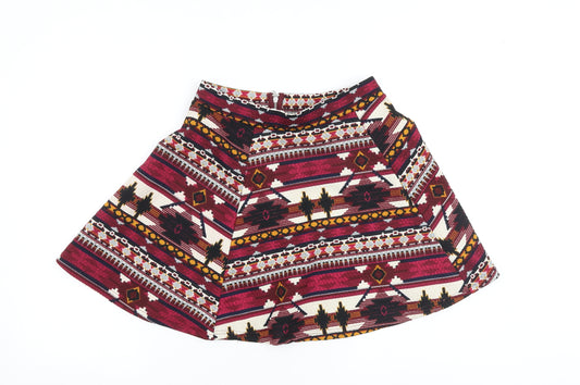 H&M Womens Multicoloured Geometric Polyester Mini Skirt Size M Zip