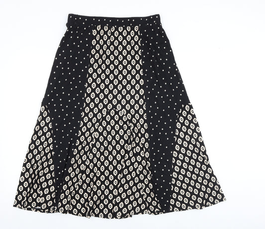 Monsoon Womens Black Geometric Viscose A-Line Skirt Size M