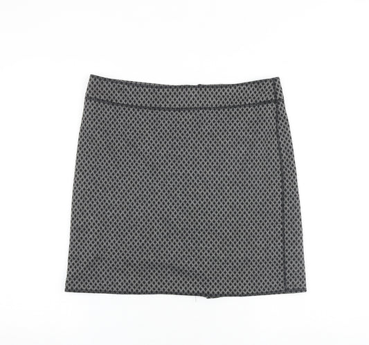Bae Woman Womens Grey Geometric Polyester Mini Skirt Size 12 Zip