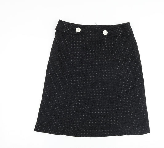 Sticky Fingers Womens Black Polka Dot Polyester A-Line Skirt Size 10 Zip