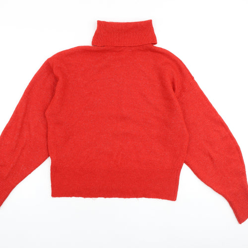 H&M Womens Red Roll Neck Acrylic Pullover Jumper Size M