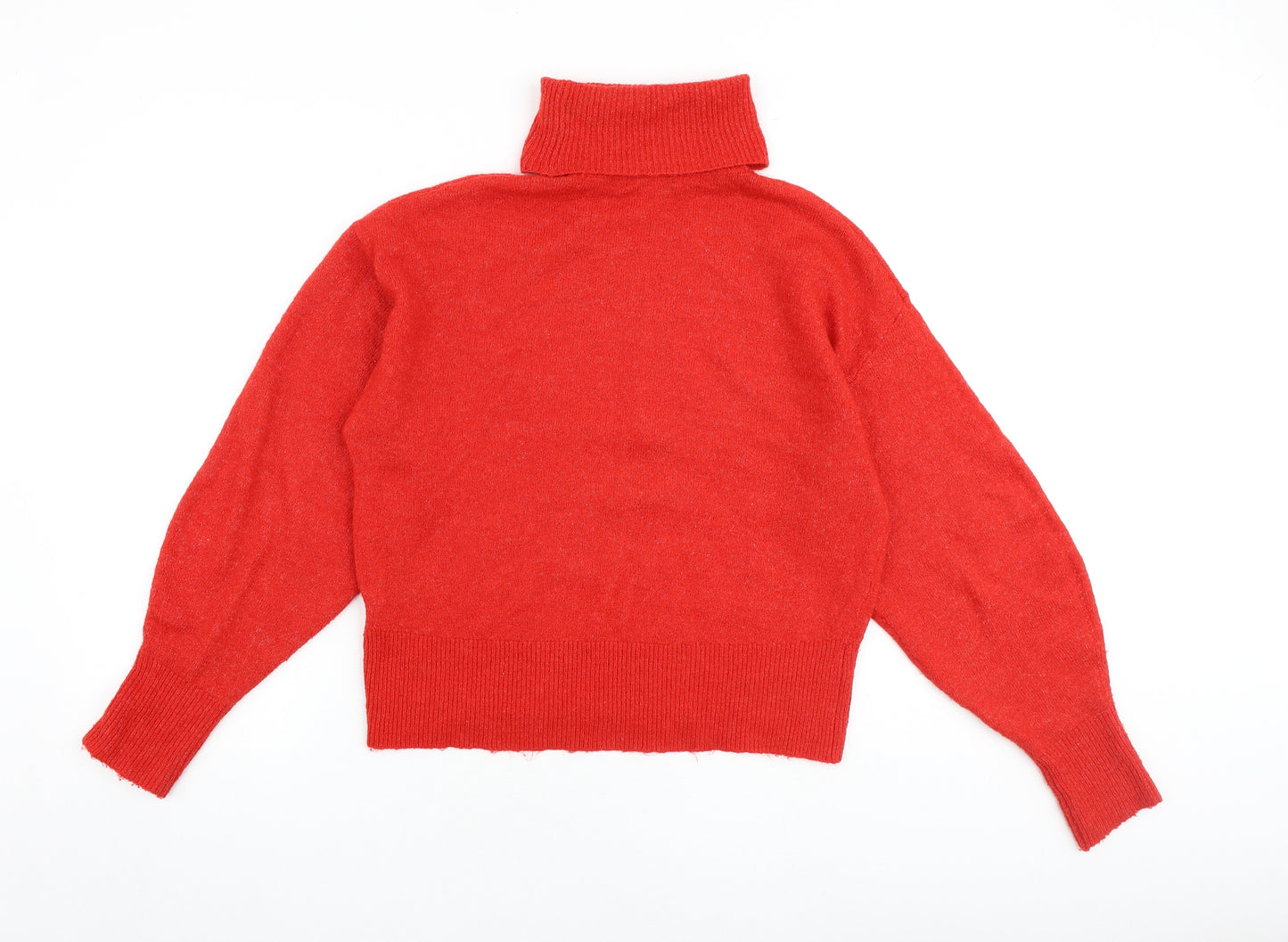 H&M Womens Red Roll Neck Acrylic Pullover Jumper Size M