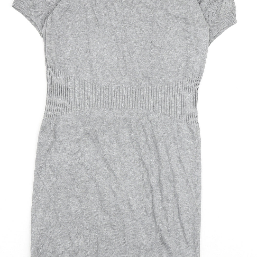 Warehouse Womens Grey Viscose Shift Size 14 V-Neck Pullover