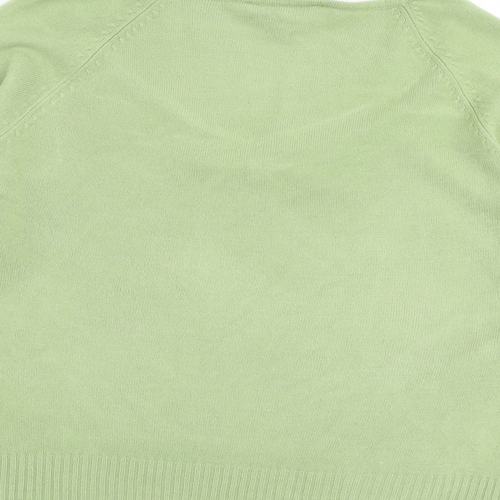 Ellie Louise Womens Green Scoop Neck Acrylic Pullover Jumper Size L