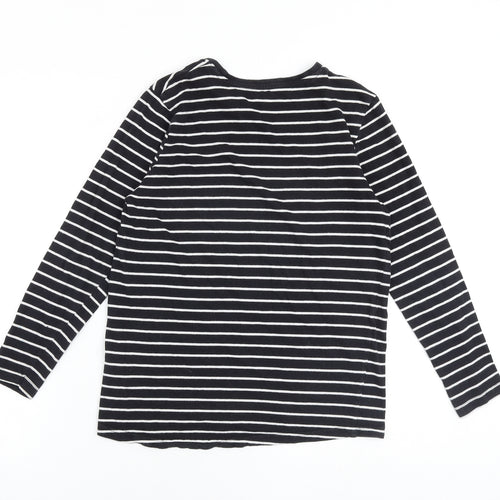 Very Girls Black Striped 100% Cotton Pullover T-Shirt Size 12 Years Round Neck Pullover