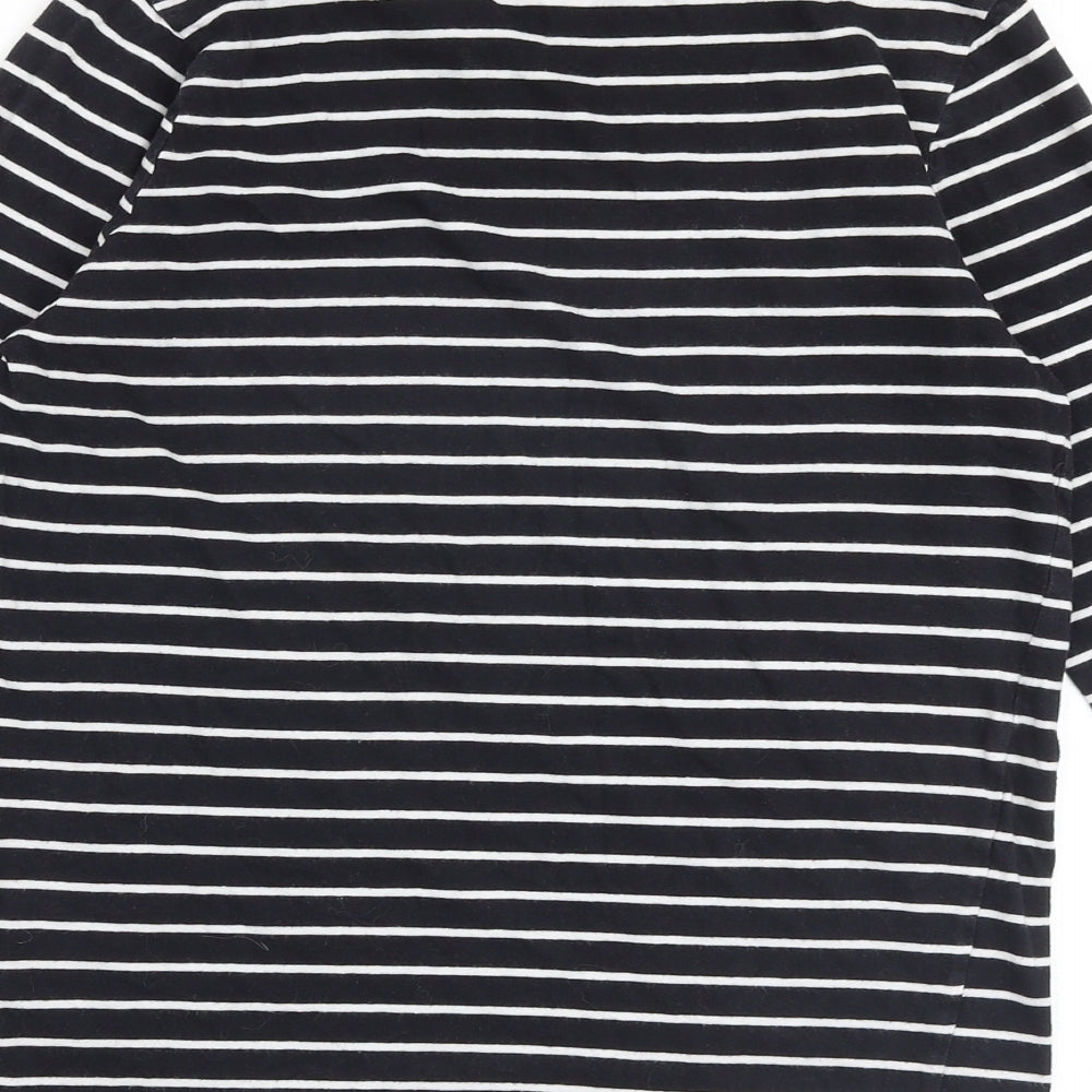 Very Girls Black Striped 100% Cotton Pullover T-Shirt Size 12 Years Round Neck Pullover