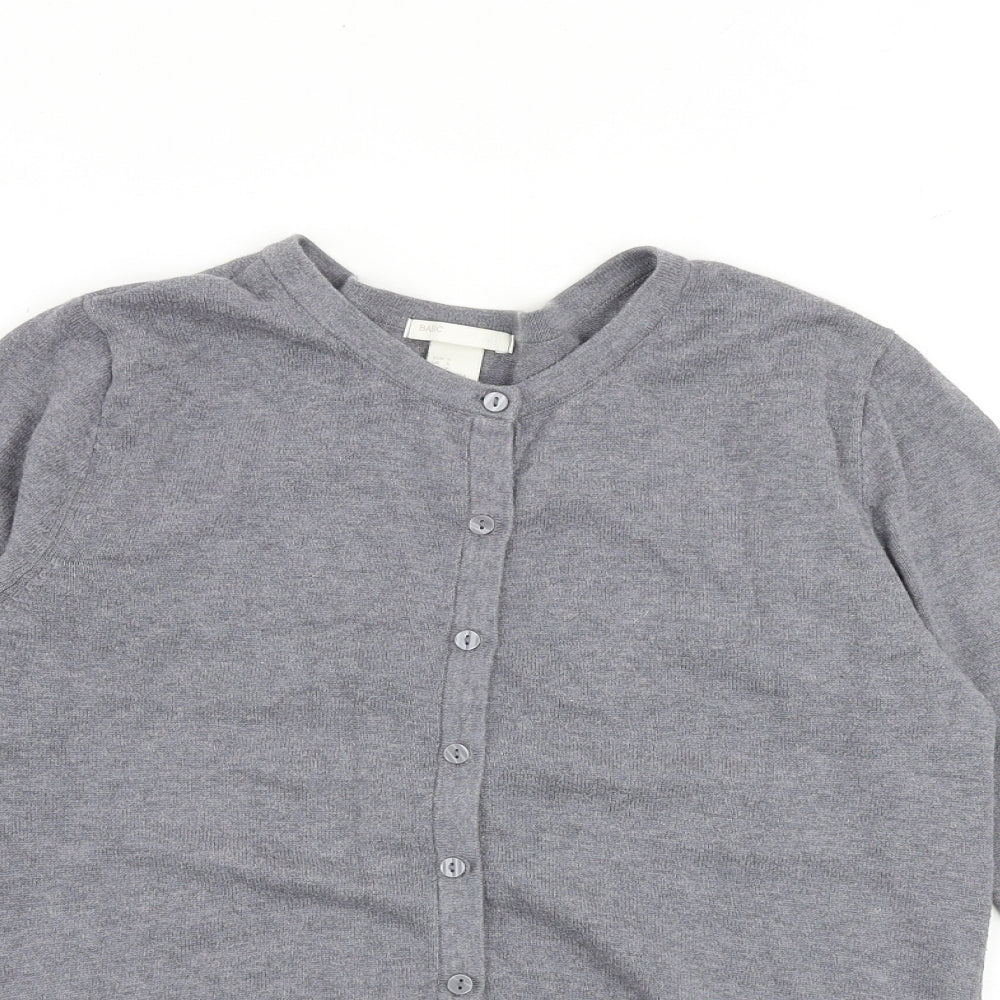 H&M Womens Grey Round Neck 100% Cotton Cardigan Jumper Size S