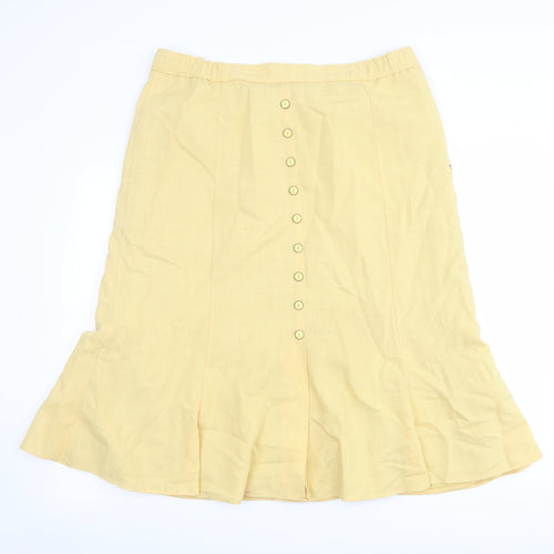 C&A Womens Yellow Polyester Trumpet Skirt Size 20 Button