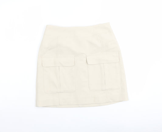 H&M Womens Beige Polyester Cargo Skirt Size 8 Zip