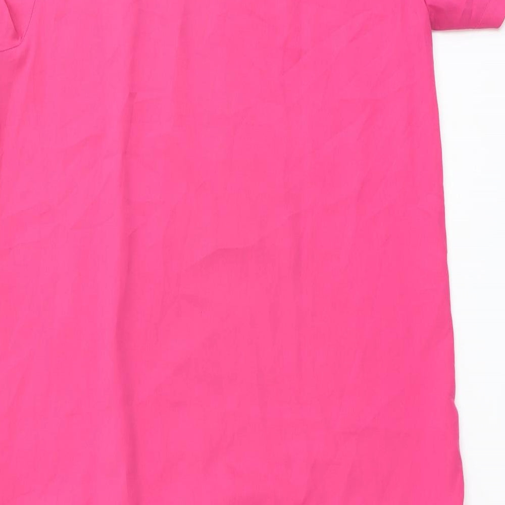 Boohoo Womens Pink Polyester T-Shirt Dress Size 14 Round Neck Pullover