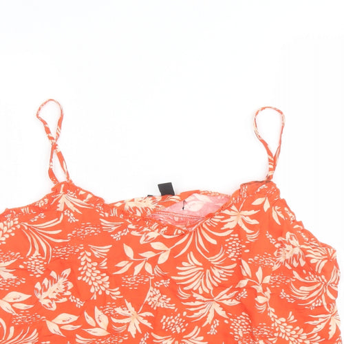 New Look Womens Orange Geometric Viscose Camisole Tank Size 16 V-Neck