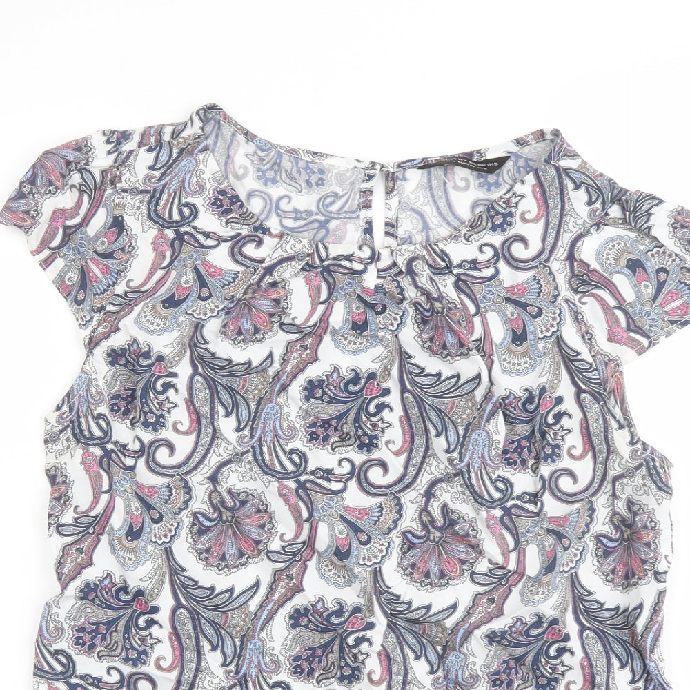 Dorothy Perkins Womens Multicoloured Paisley Viscose Basic T-Shirt Size 12 Boat Neck