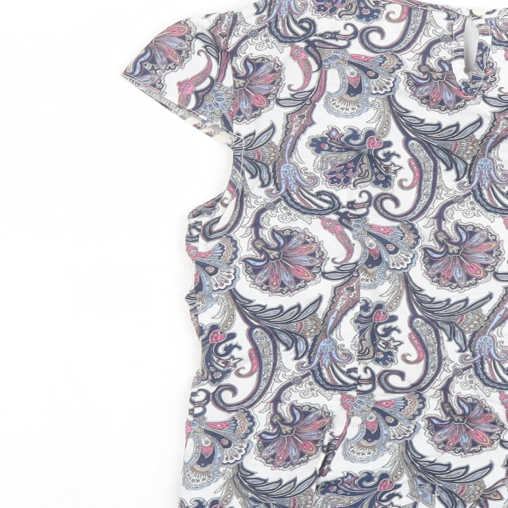 Dorothy Perkins Womens Multicoloured Paisley Viscose Basic T-Shirt Size 12 Boat Neck