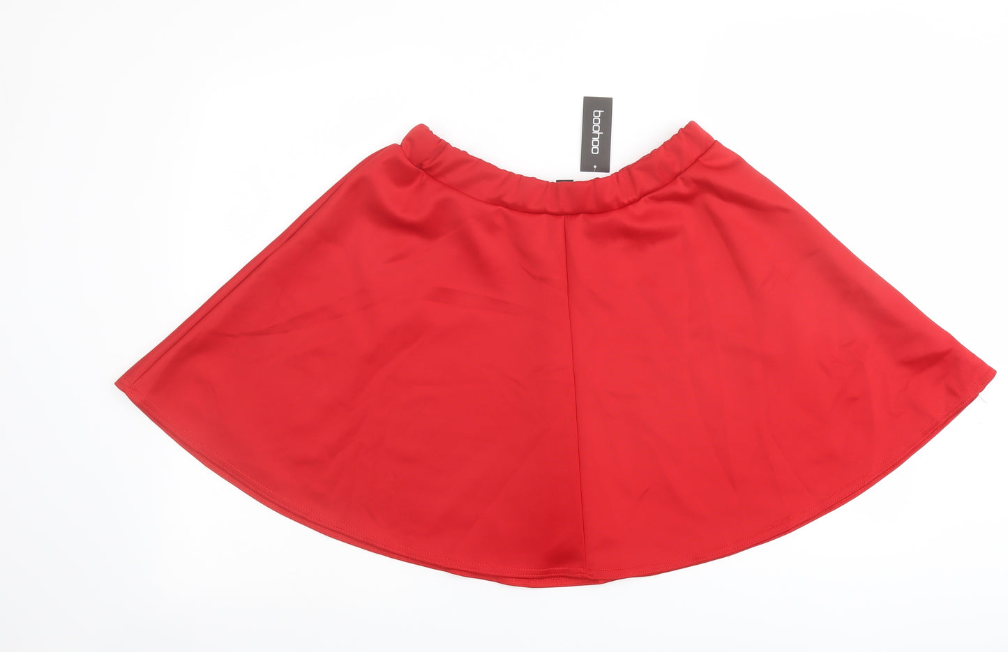 Boohoo Womens Red Polyester Skater Skirt Size 16