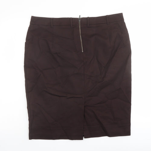 Autograph Womens Brown Cotton Straight & Pencil Skirt Size 16 Zip
