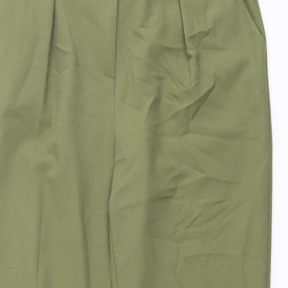 Warehouse Womens Green Polyester Carrot Trousers Size 12 L25 in Regular Button