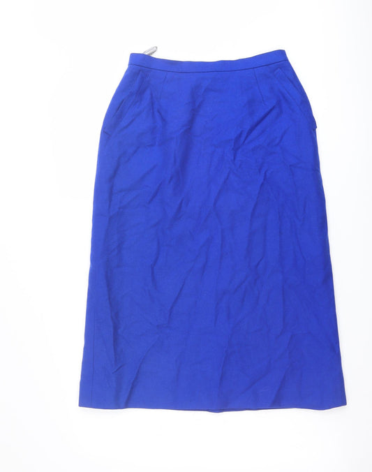 Windsmoor Womens Blue Wool A-Line Skirt Size 14 Zip